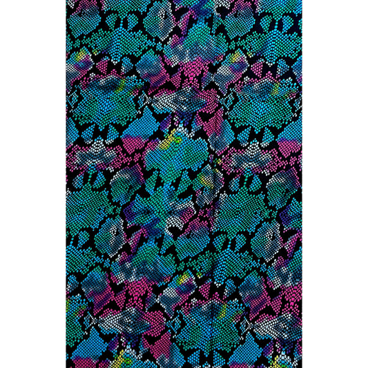 African Print Fabric/ Ankara - Blue, Green, Purple 'Electric Python' Design, Yard or Wholesale