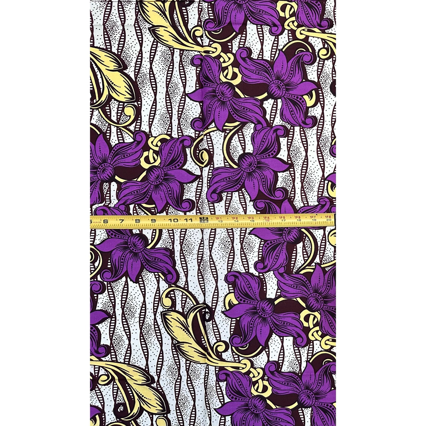 African Print Fabric/ Ankara - Purple, Brown, Off-White "A Mother’s Path", 1 Yard