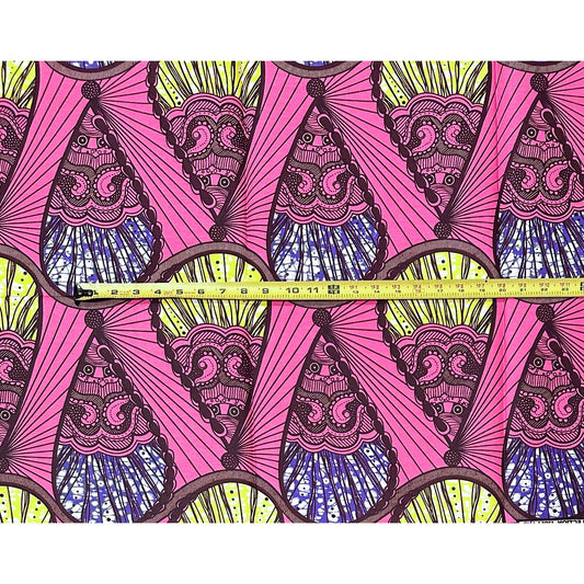 African Print Fabric/ Ankara - Pink, Purple, Yellow "Soft Flex" Design, Yard