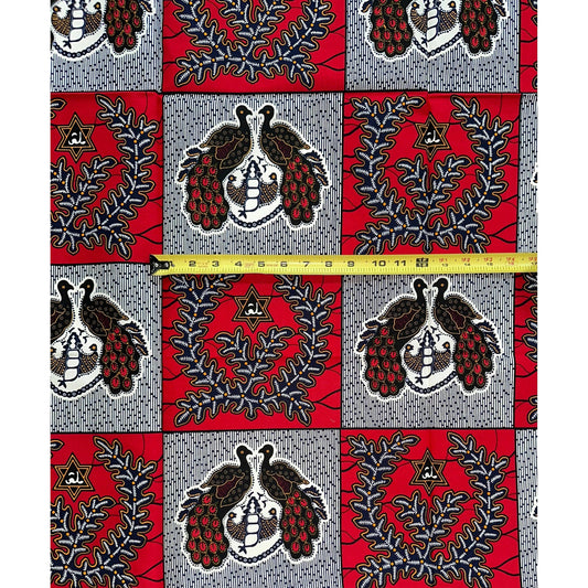 African Print Fabric/ Ankara - Red, Orange, Navy ‘Amaya Tati'