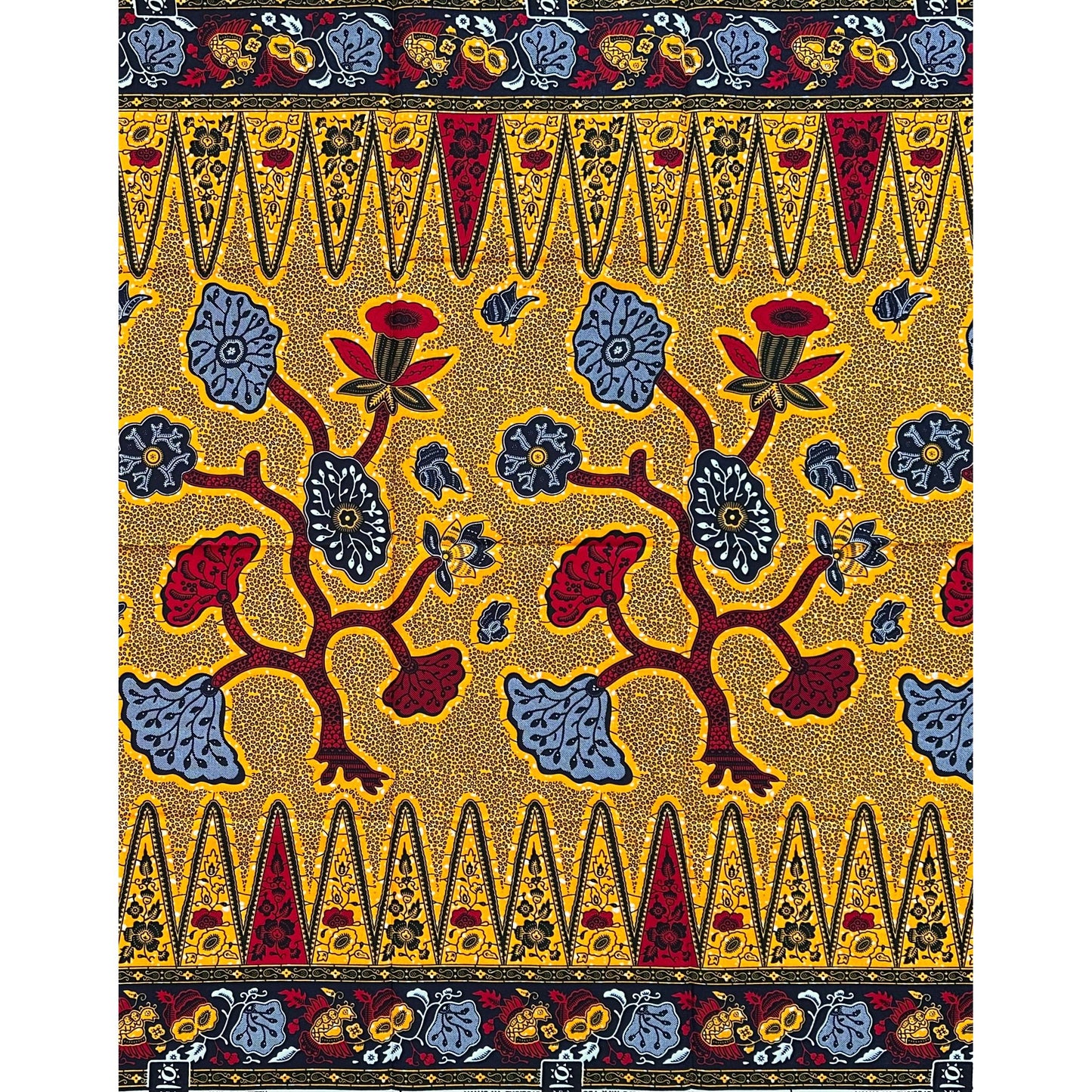African Print Fabric/ Ankara - Red, Marigold, Brown ‘Sunny Mbila', 1 Yard