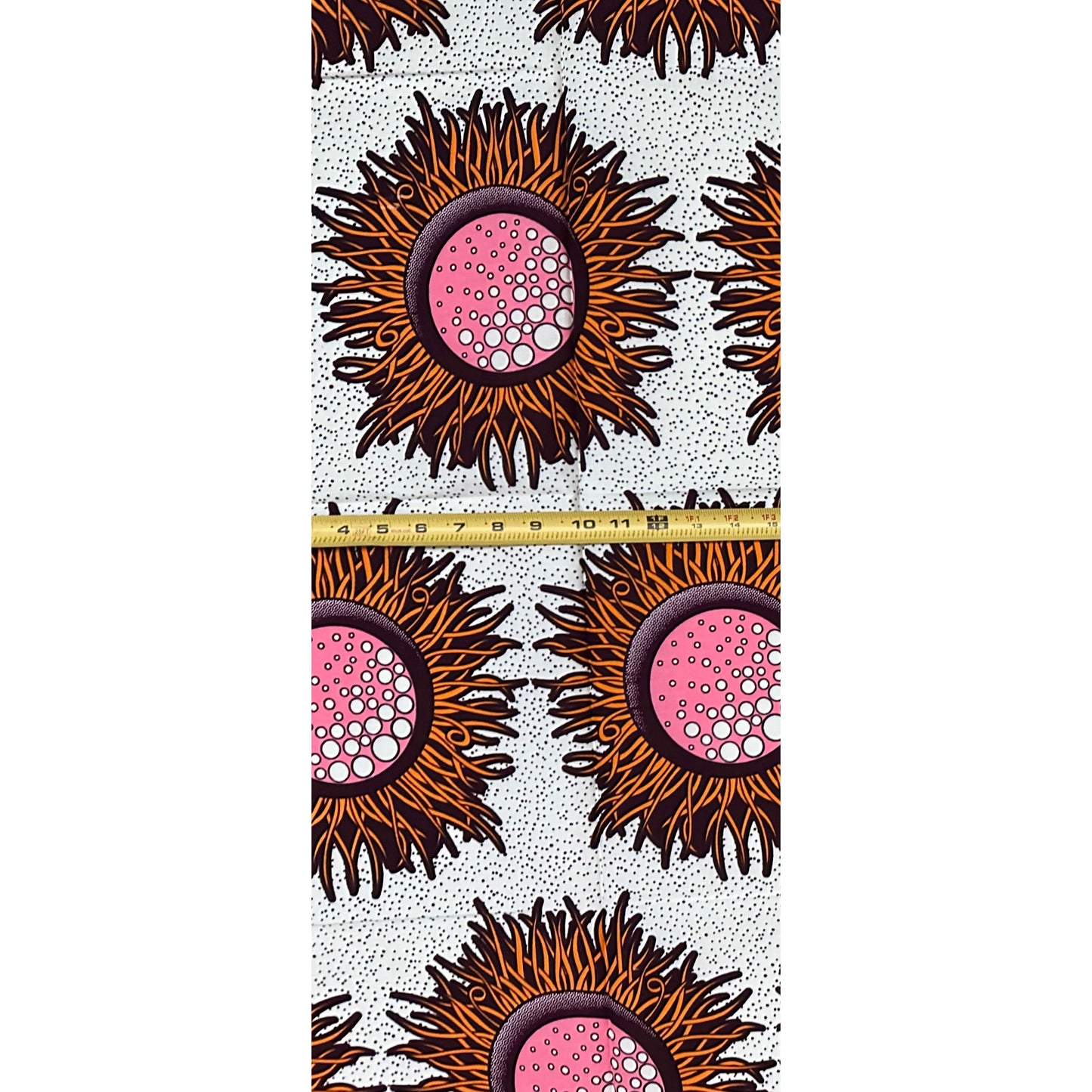 African Print Fabric/ Ankara - Pink, Orange, Brown, Cream 'Sun-kissed Zobo', 1 YARD