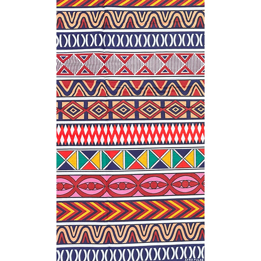 African Print Fabric/Ankara - Red, Pink, Brown, Blue "Heatwave Proverbs" Design, YARD or WHOLESALE