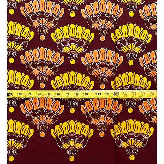 African Print Fabric/Ankara - Shades of Brown, Chartreuse "Nami" Design