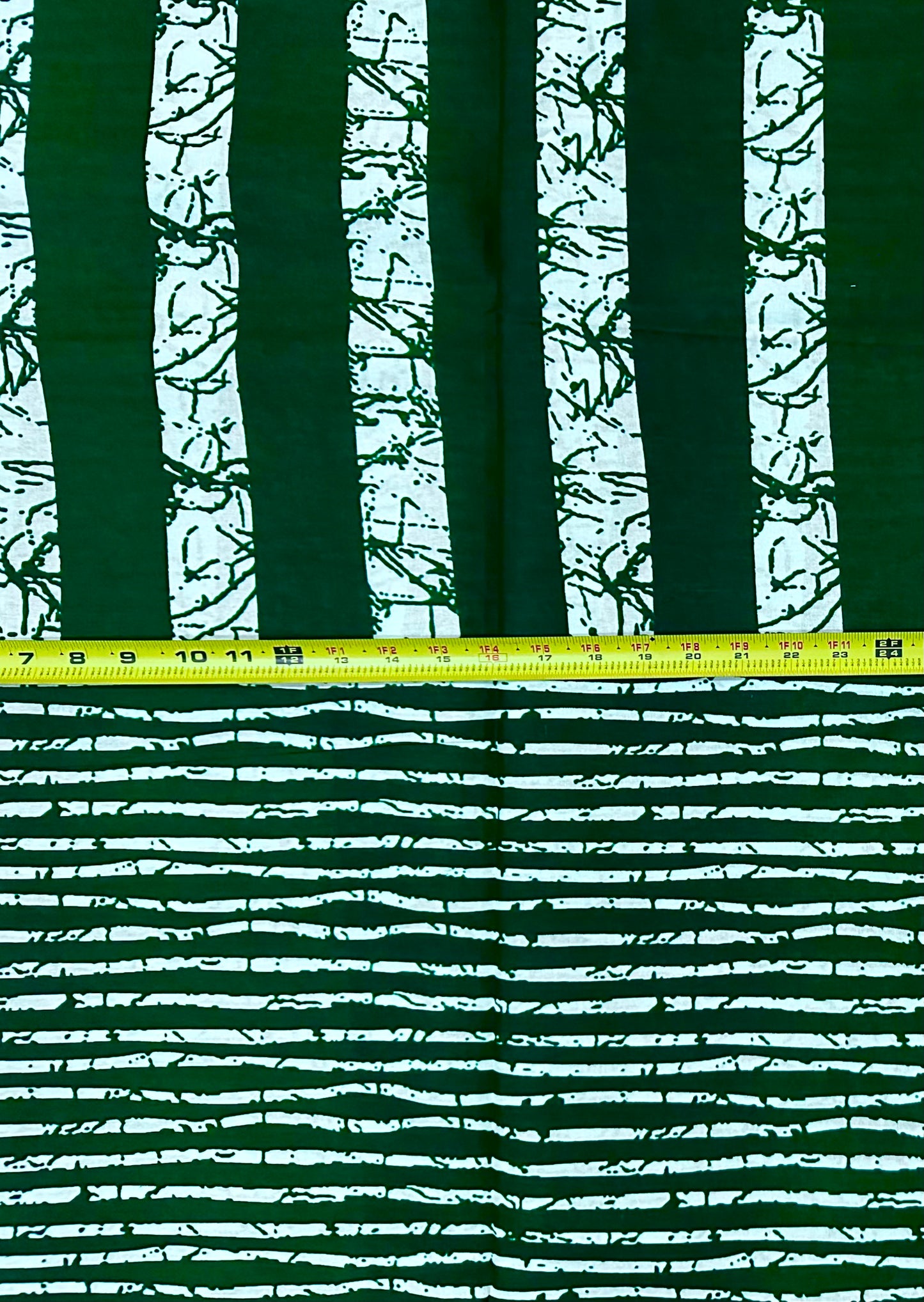 African Print Fabric/ Ankara - Green, White 'Iroko Lineage ' Design, YARD or WHOLESALE