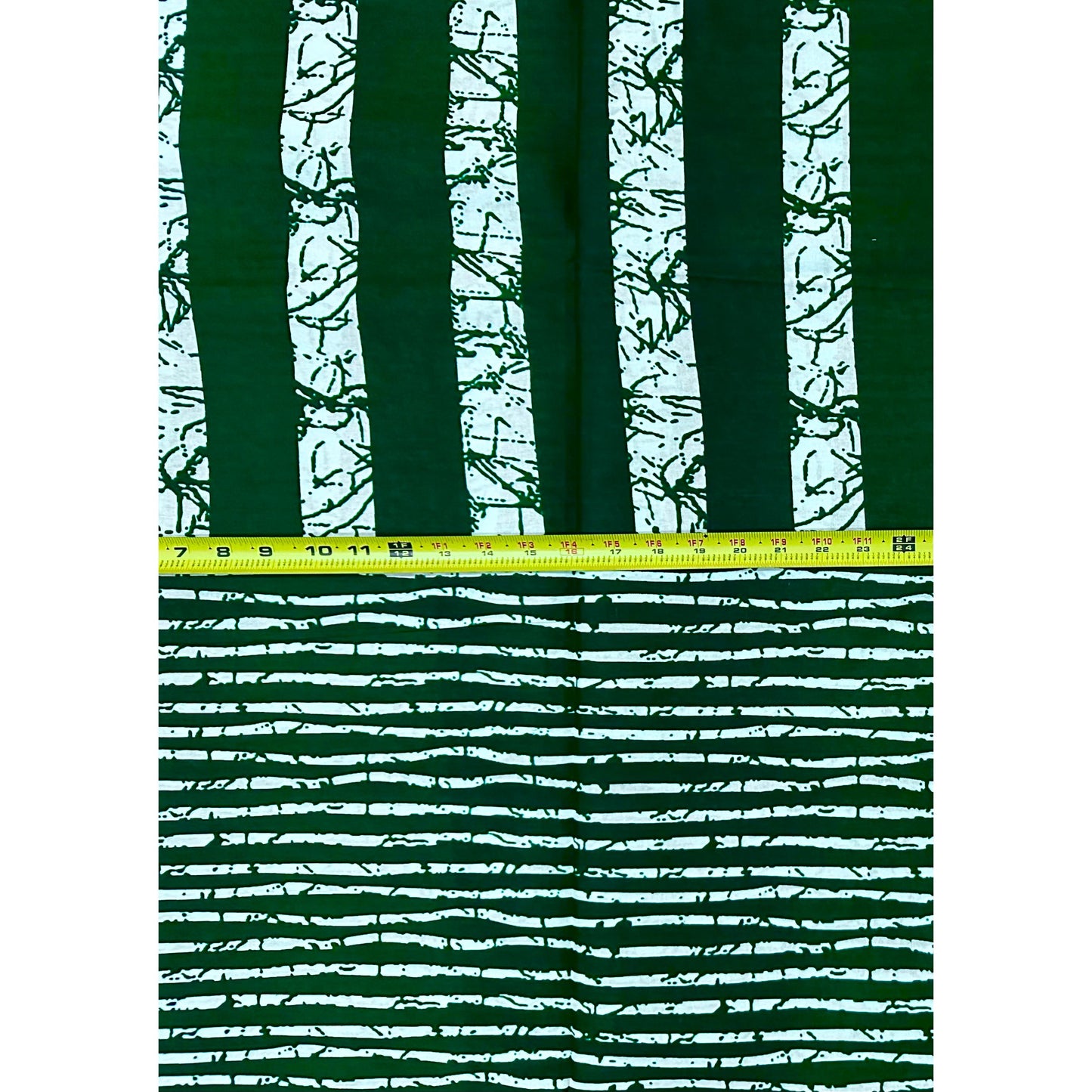 African Print Fabric/ Ankara - Green, White 'Iroko Lineage ' Design, YARD or WHOLESALE