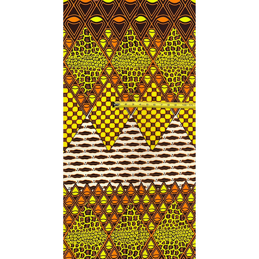 African Print Fabric/Ankara - Orange, Yellow, Brown “Trad Remix" Design, 1 Yard