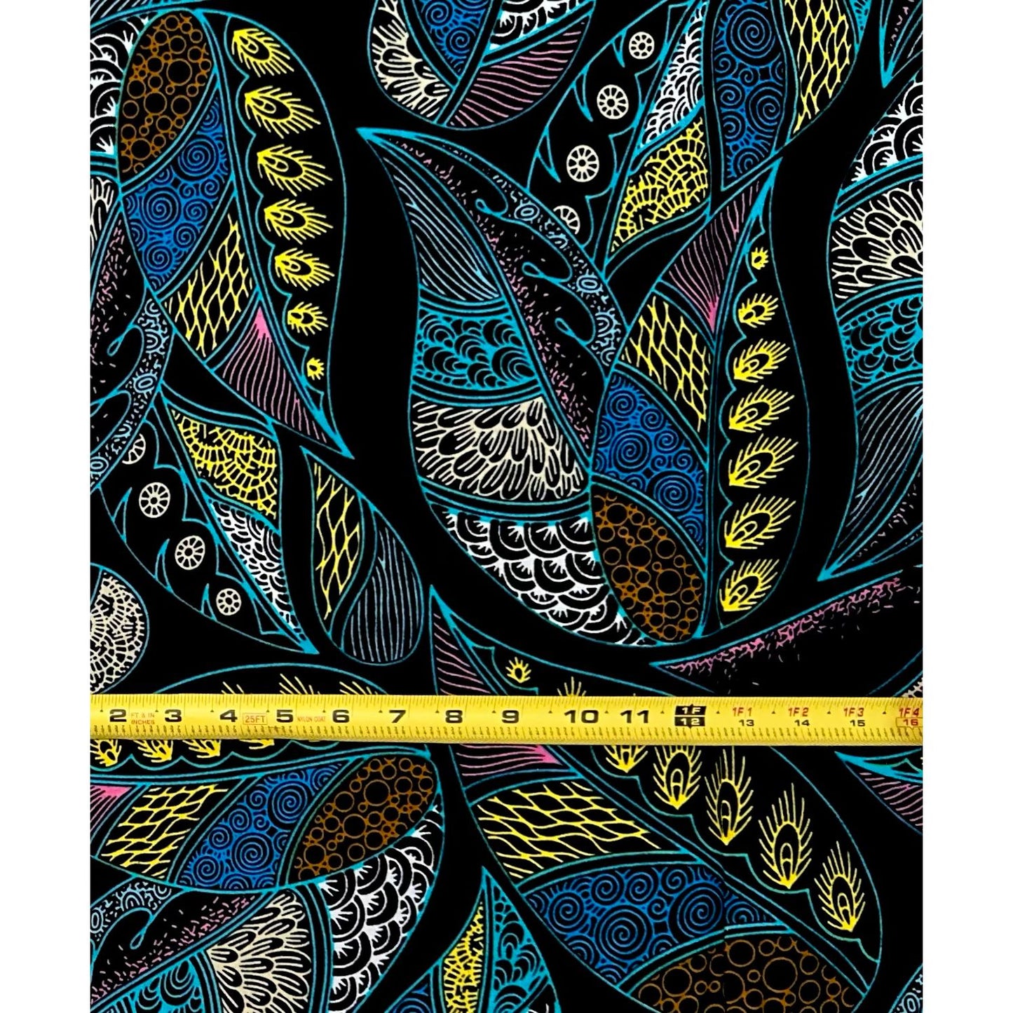 African Print Fabric/ Ankara - Blue, Black, Yellow, Pink 'Crown of Ayanfe' Design, YARD or WHOLESALE