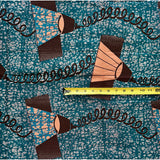 African Print Fabric/ Ankara - Teal, Brown, Pink - Brown 'Paper Plane' Design, YARD or WHOLESALE