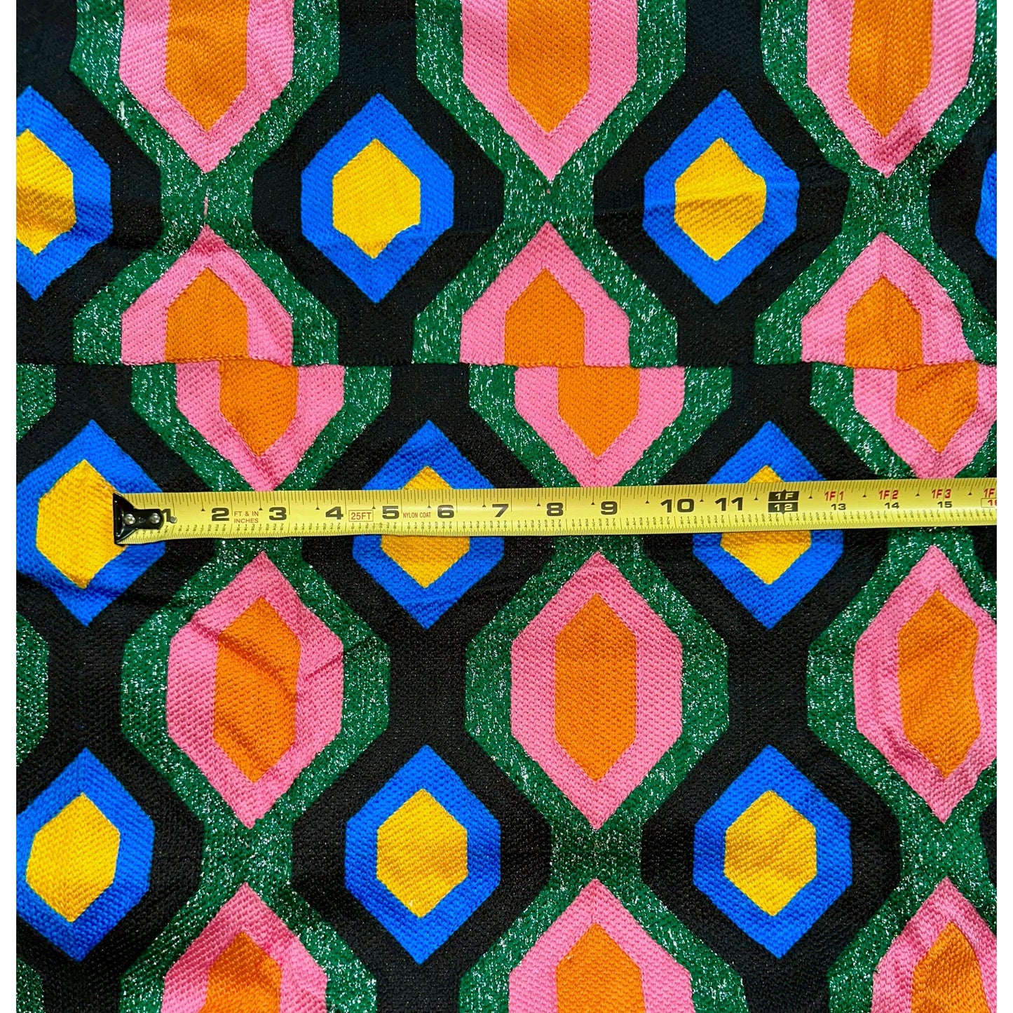African Fabric/ Woven Kente - Green, Pink, Orange, Blue, Yellow, Black, Silver “Yaayaa”, 4 Yards