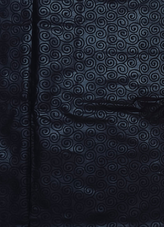 African Print Fabric/ Ankara - Solid Black, Embossed “Obsidian Swirl” Per Yard or Wholesale