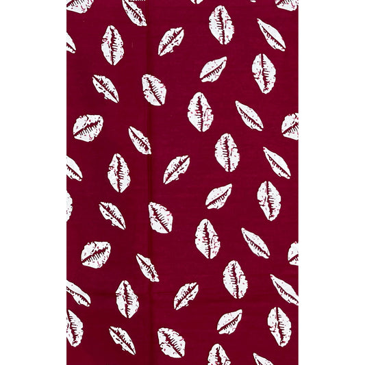 African Print Fabric/ Ankara - Dark Red, White 'Worth Something' Design, YARD or WHOLESALE