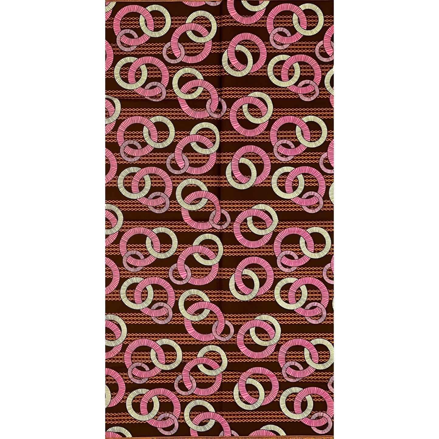 African Print Fabric/Ankara - Brown, Pink, Cream “Sweet Confusion" Design, 2/3rd Yard