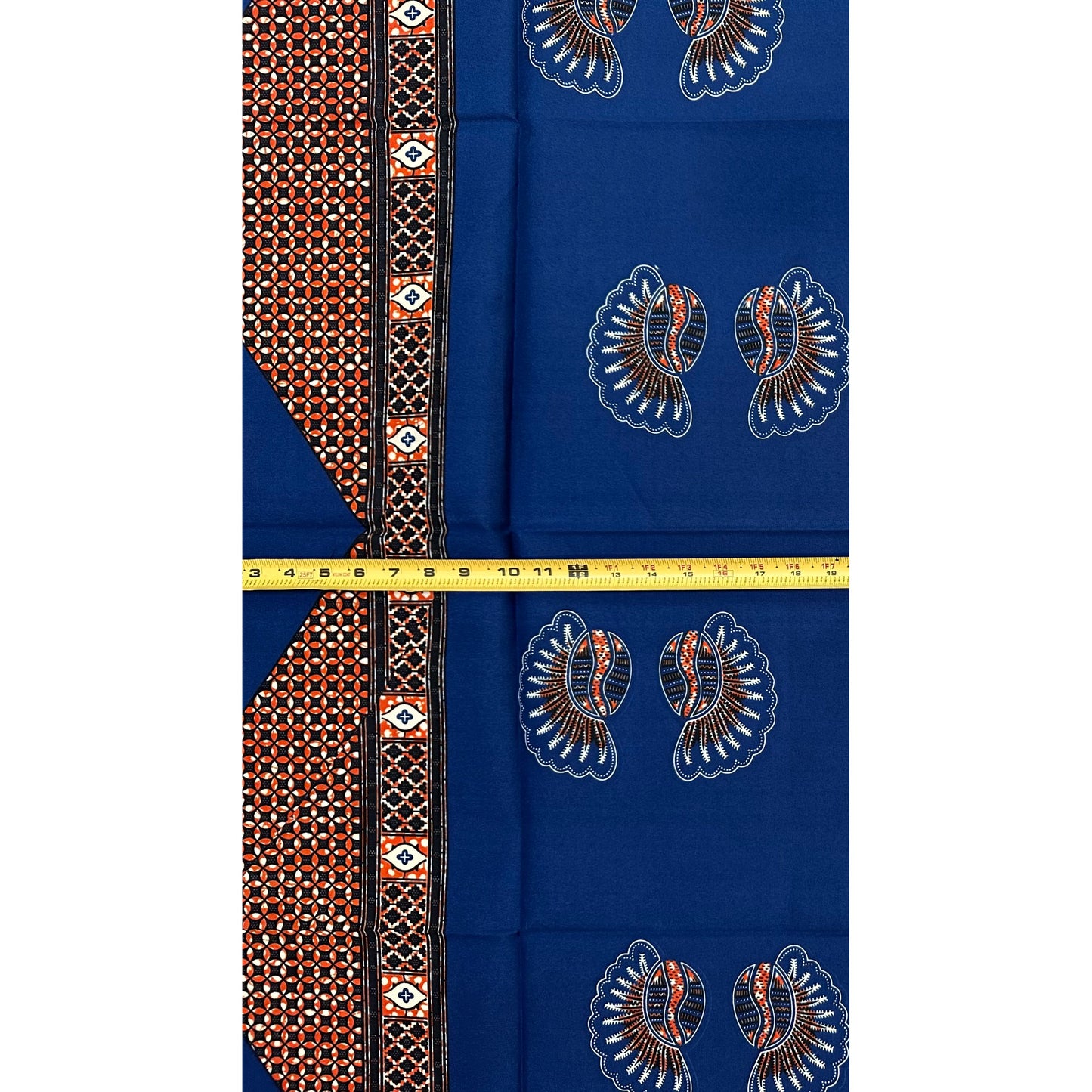 African Print Fabric/ Ankara - Blue, Brown "Calabash Chief", YARD or WHOLESALE