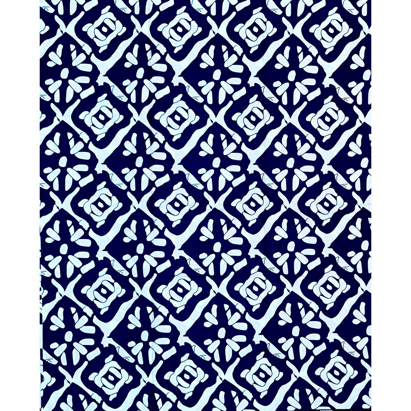 African Print Fabric/ Ankara - Navy, White 'Level Don Change' Design, YARD or WHOLESALE