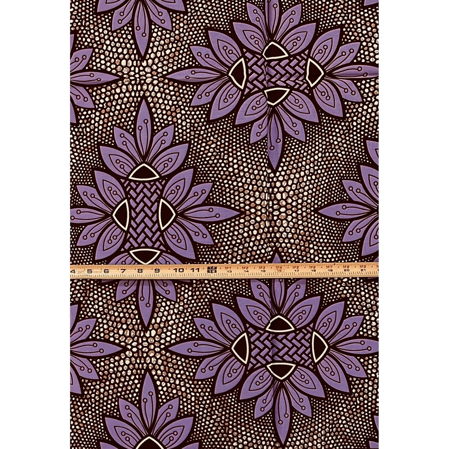 African Print Fabric/Ankara - Purple, Brown "Lavender Code" Design