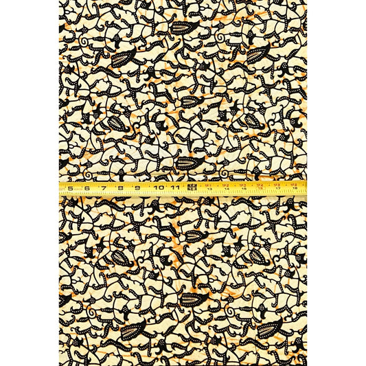 African Print Fabric/ Ankara - Shades of Brown, Beige ‘Enduring Lines' Design, 1 YARD