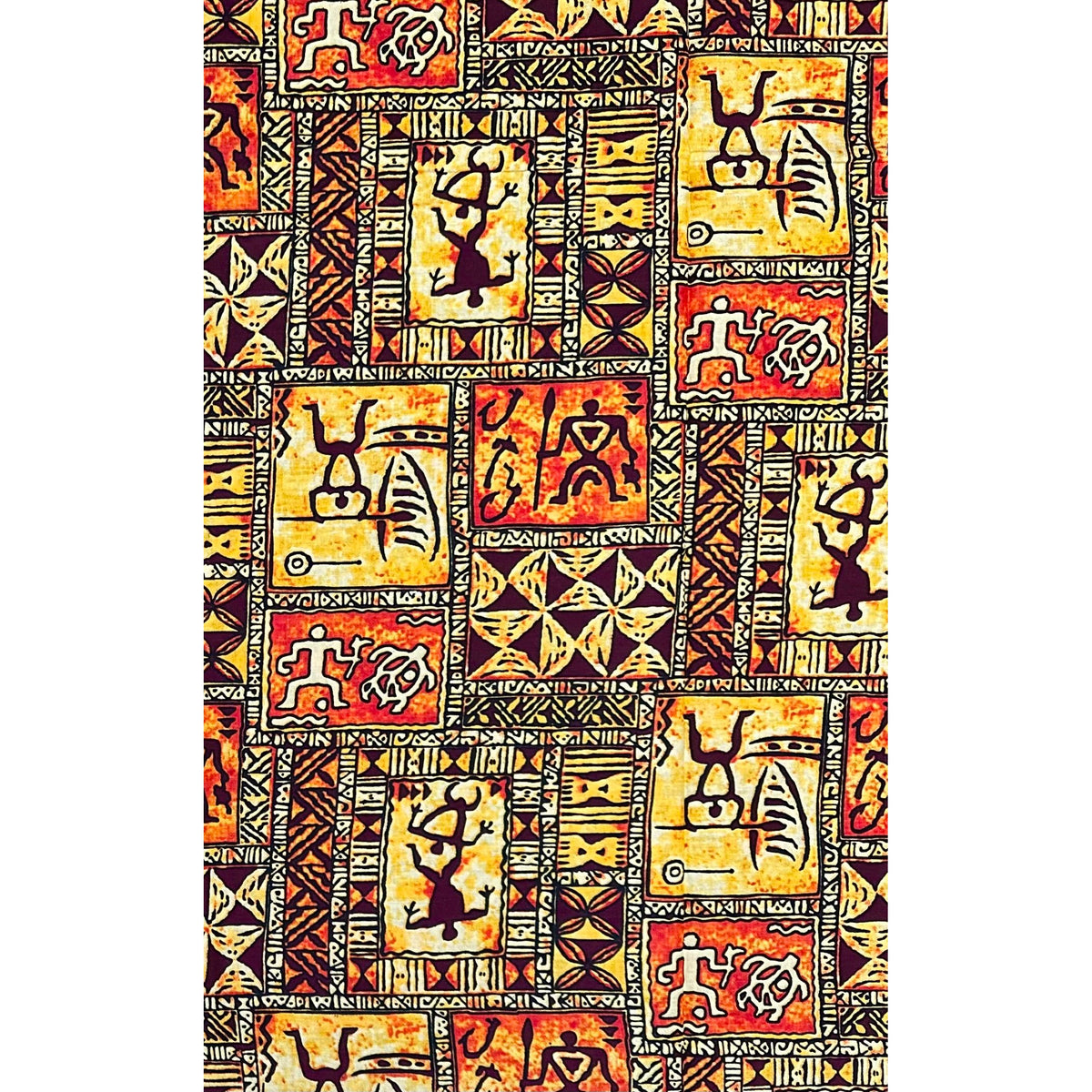 African Print Fabric/ Ankara - Orange, Brown 'The Story Wall', YARD OR WHOLESALE