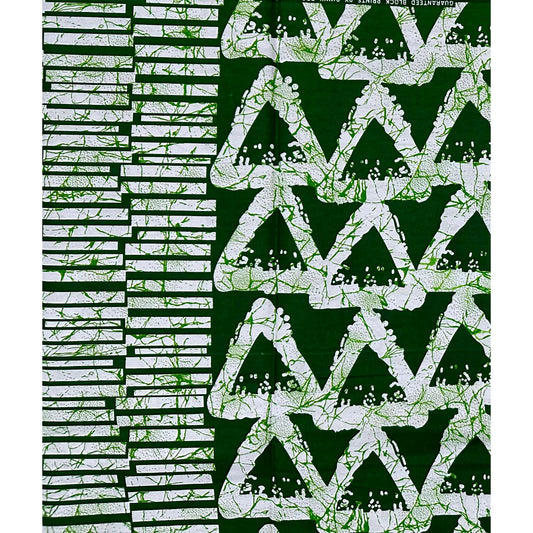 African Print Fabric/ Ankara - Green, White 'Eko Tab ' Design, YARD or WHOLESALE