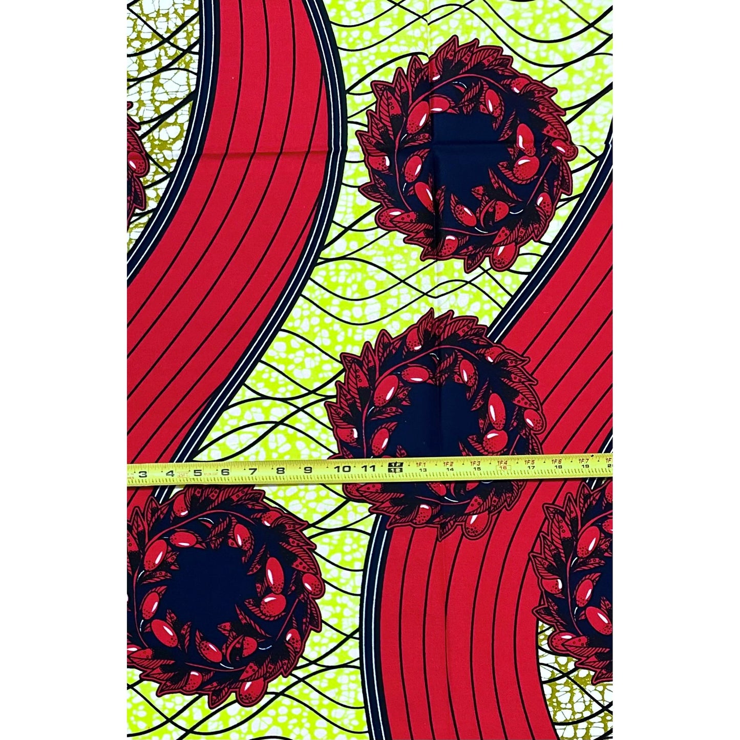 African Print Fabric/ Ankara - Brown, Red, Yellow 'Gist Queen', 1 YARD