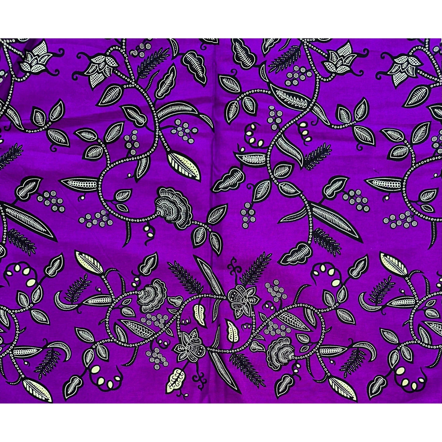 African Print Fabric - Purple, Black, Beige ‘Ivy Crush’, Yard or Wholesale