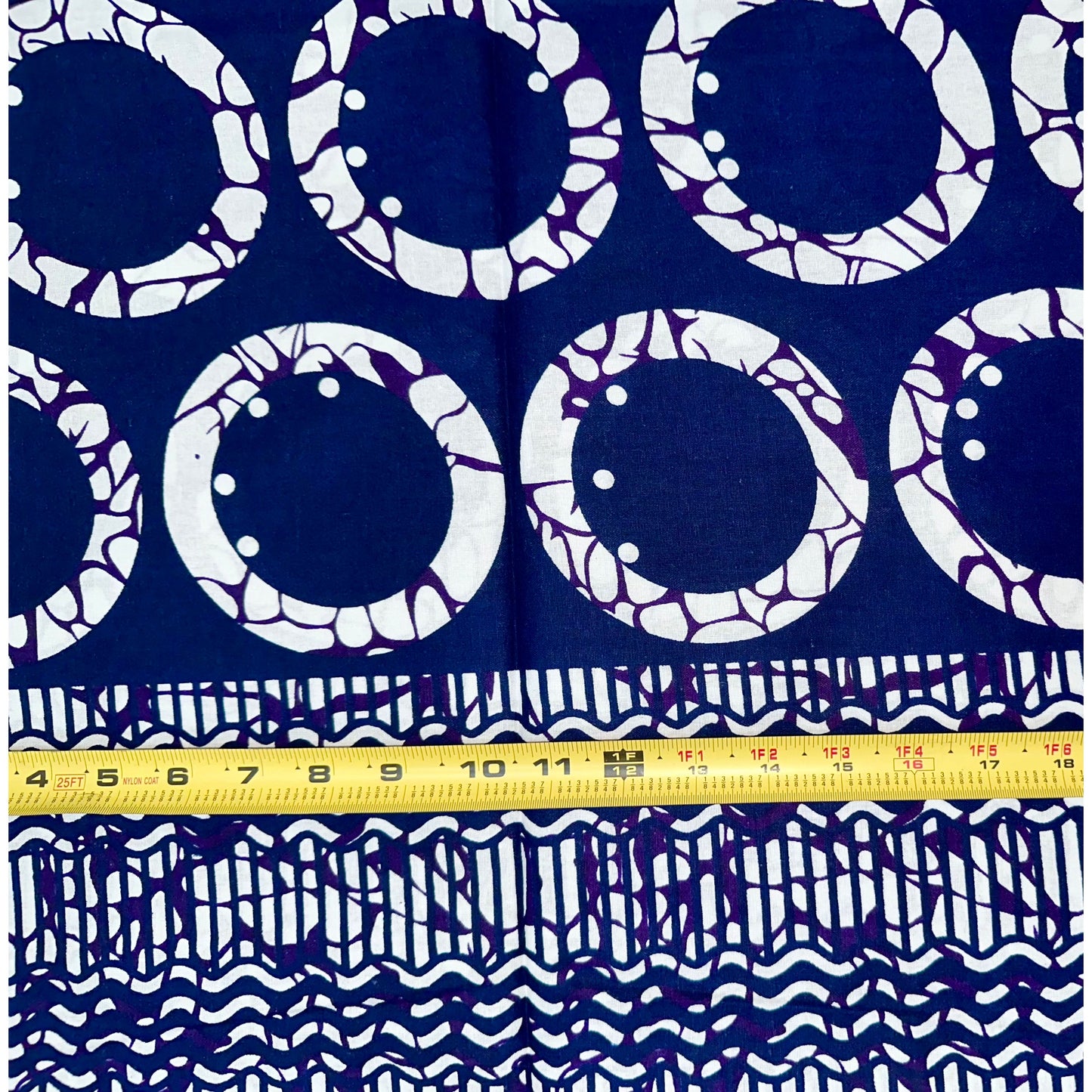 African Print Fabric/ Ankara - Navy, Purple, White 'Rings of Odogwu' Design, YARD or WHOLESALE