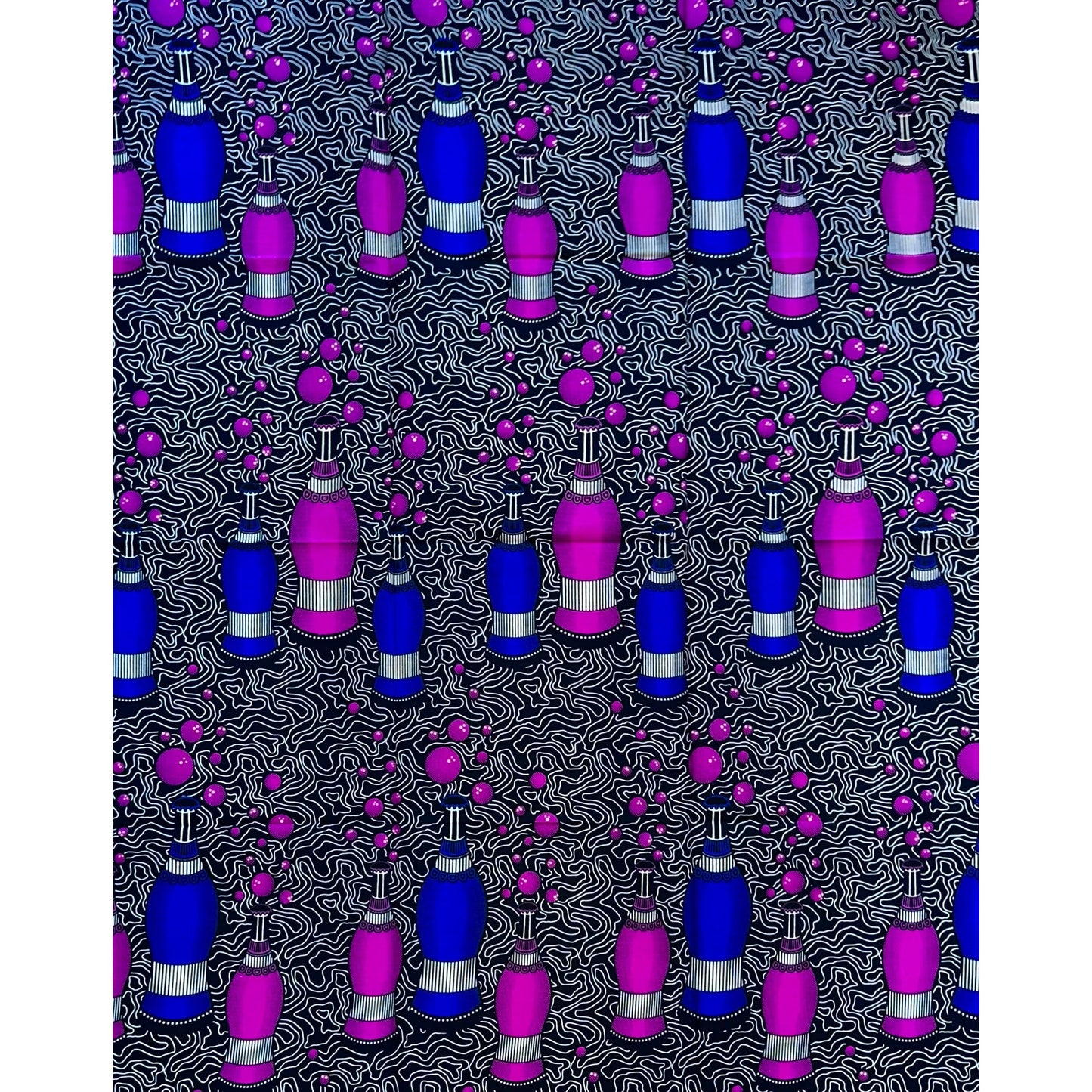 African Print Fabric/ Ankara - Blue, Purple 'Pop,’ YARD