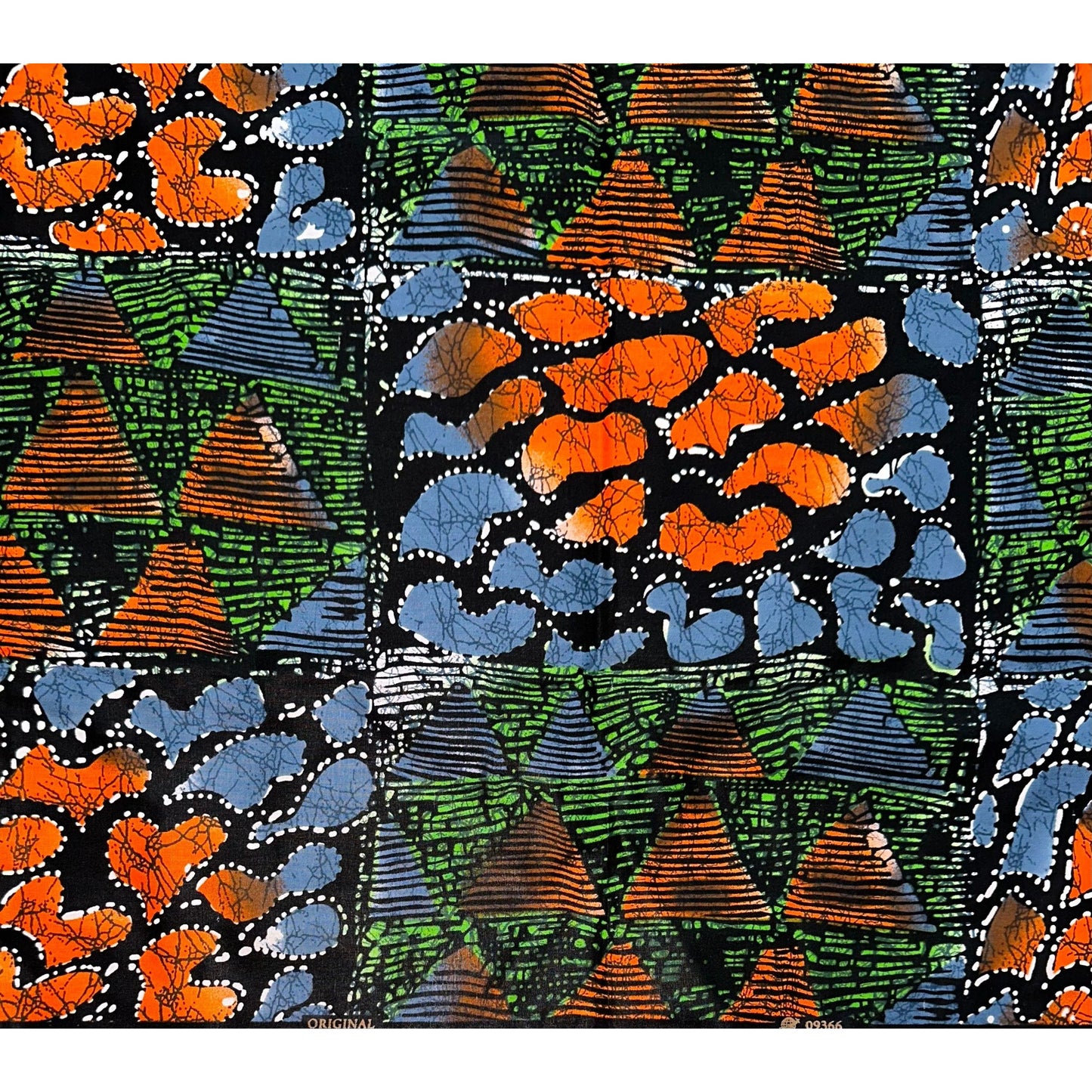 African Print Fabric/ Ankara - Orange, Green, Gray‘Moxxie,' YARD or WHOLESALE