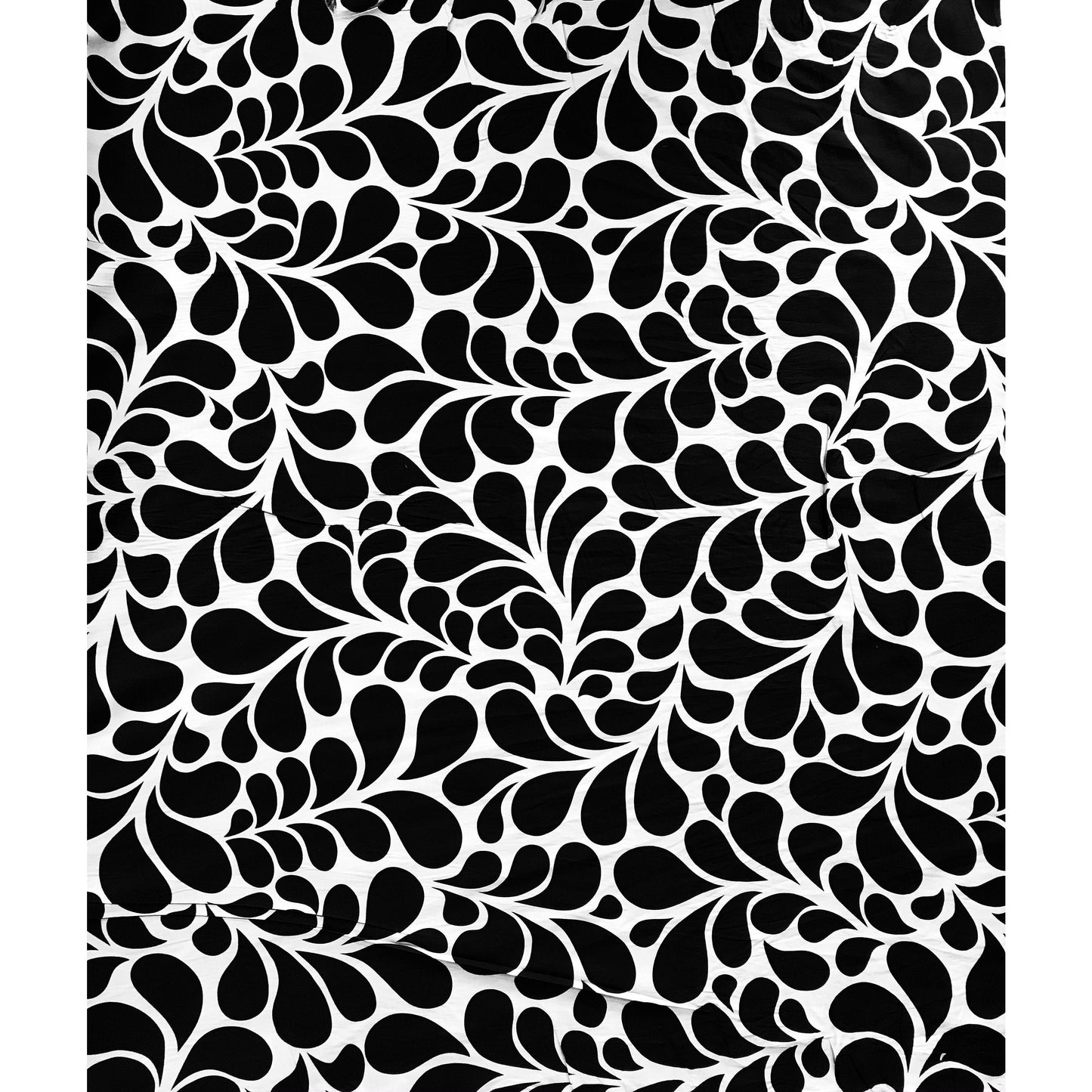 African Print, Stretch Cotton Satin Fabric- Black, White "Mimi", Per Yard