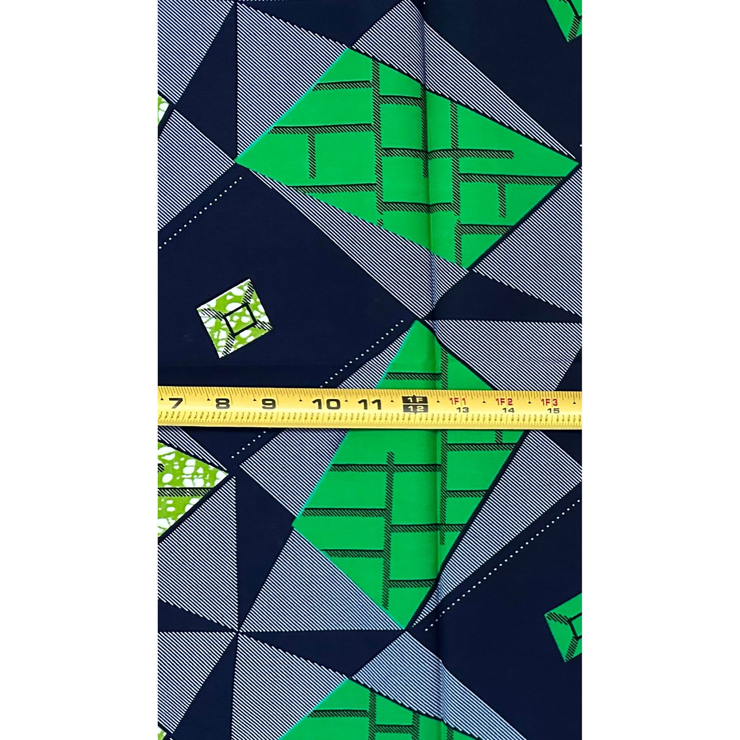 African Print Fabric/ Ankara - Green, Blue 'Foundation Stone', 5/6th YARD