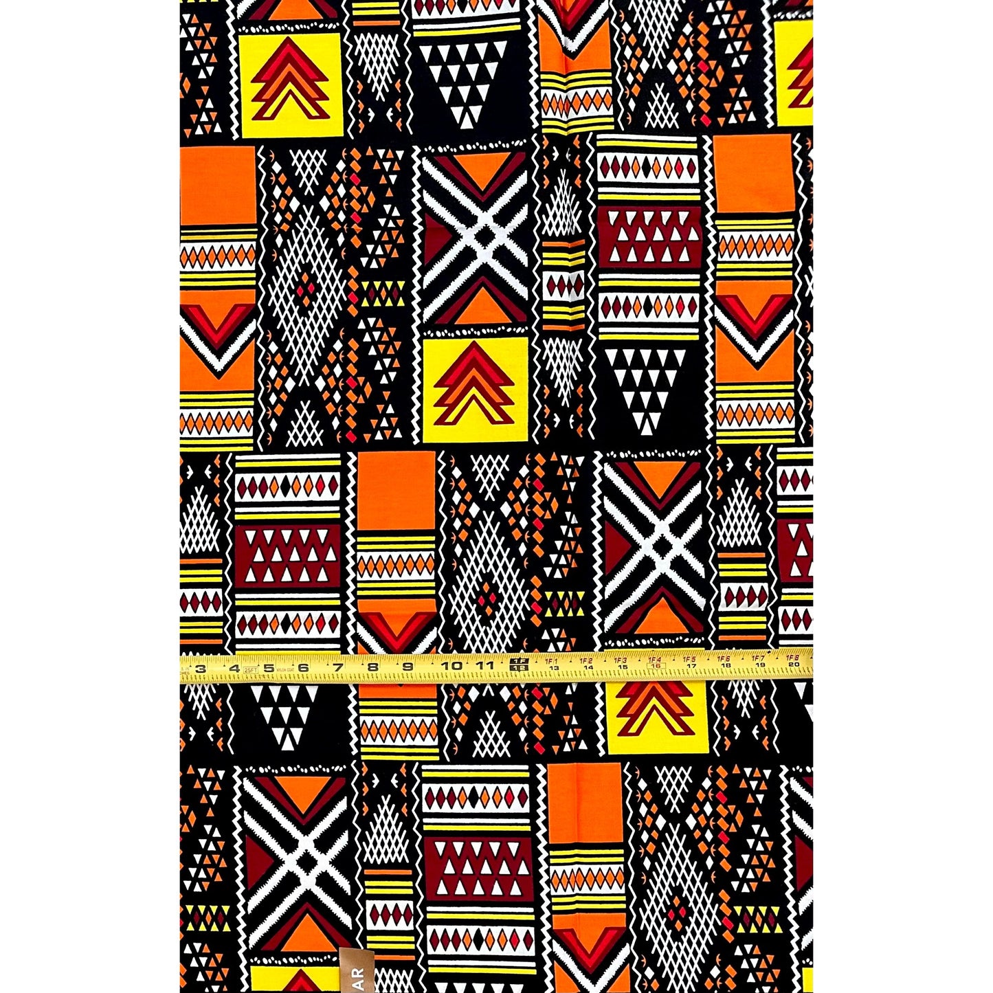 African Print Fabric/Ankara - Orange, Red, Black, Yellow "The Movement", 1 Yard