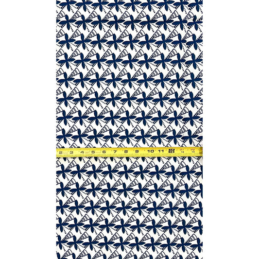 African Print Fabric/ Ankara - Blue, White 'Joy That Loves You Back', 1 Yard