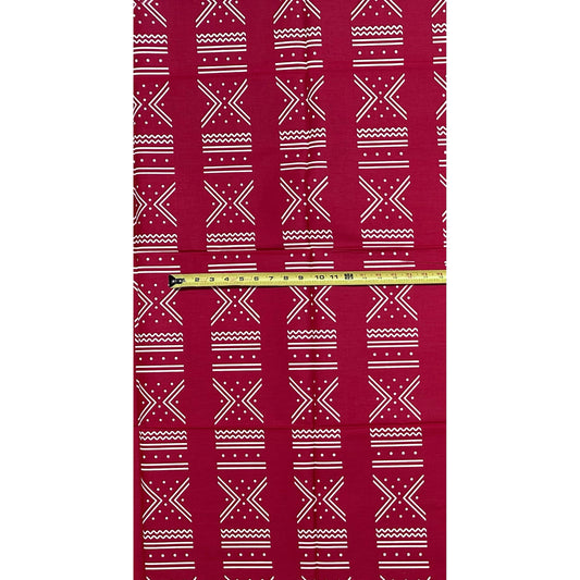 African Print Fabric/Ankara - Dark Red, Cream "Ikenga Meaning" Design, YARD or WHOLESALE