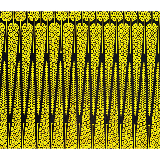 African Print Fabric/ Ankara - Yellow, Black 'Zaji' Design, YARD or WHOLESALE