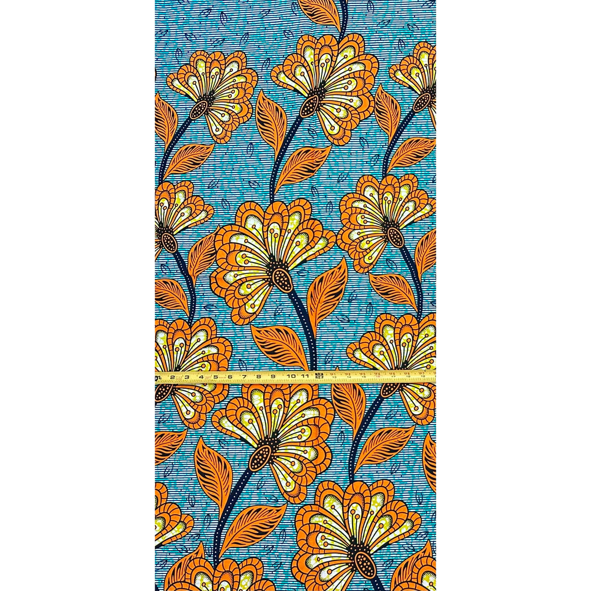 African Print Fabric/ Ankara - Turquoise, Orange, Yellow ‘Bright Side' Design, YARD or WHOLESALE