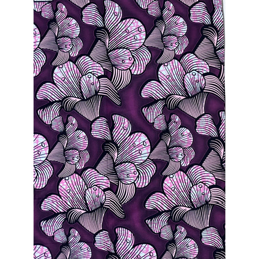 African Print Fabric/Ankara - Pink, Purple "Romance Politics" Design, YARD or WHOLESALE
