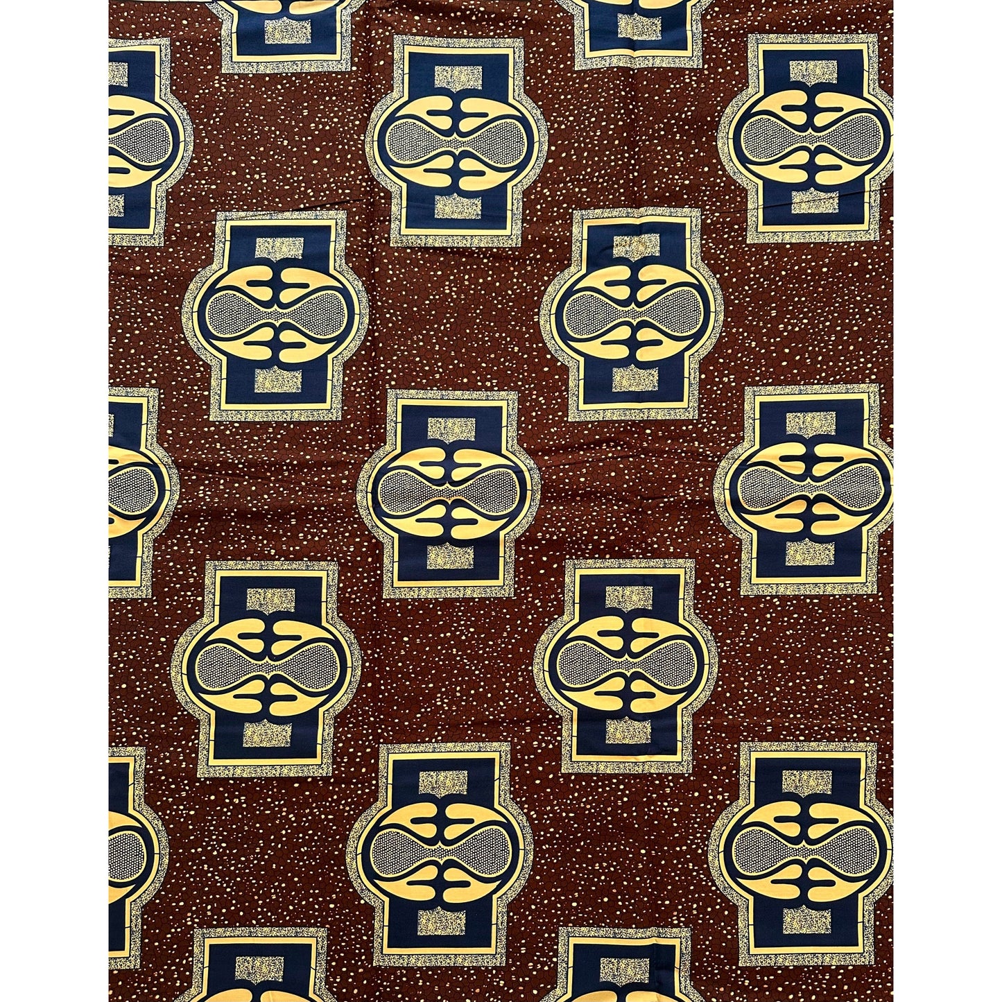 African Print Fabric/ Ankara - Brown, Beige, Navy 'The Genesis', YARD or WHOLESALE