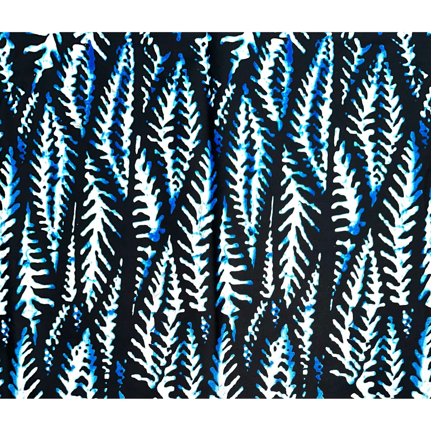 African Print Fabric/ Ankara - Blue, Black, White 'Who Blow AC?' Design, YARD or WHOLESALE