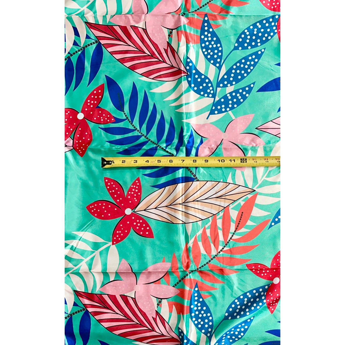 African Print, Satin Fabric- Turquoise, Blue, Red, Pink, Cream "Hopebloom", Yard or Wholesale