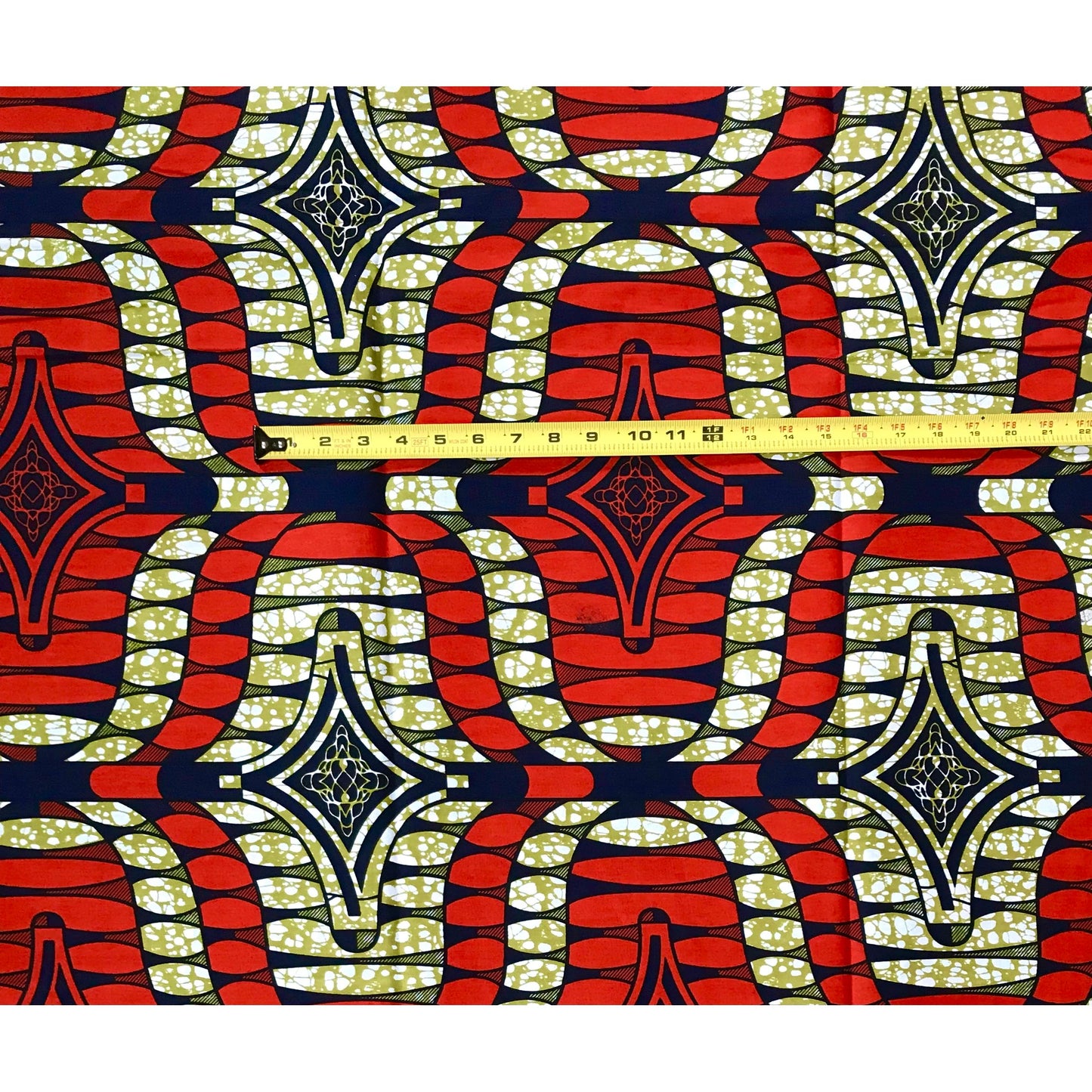 African Print Fabric/ Ankara - Rust Red, Navy, Brown 'Liberian Lynx' Design, YARD or WHOLESALE