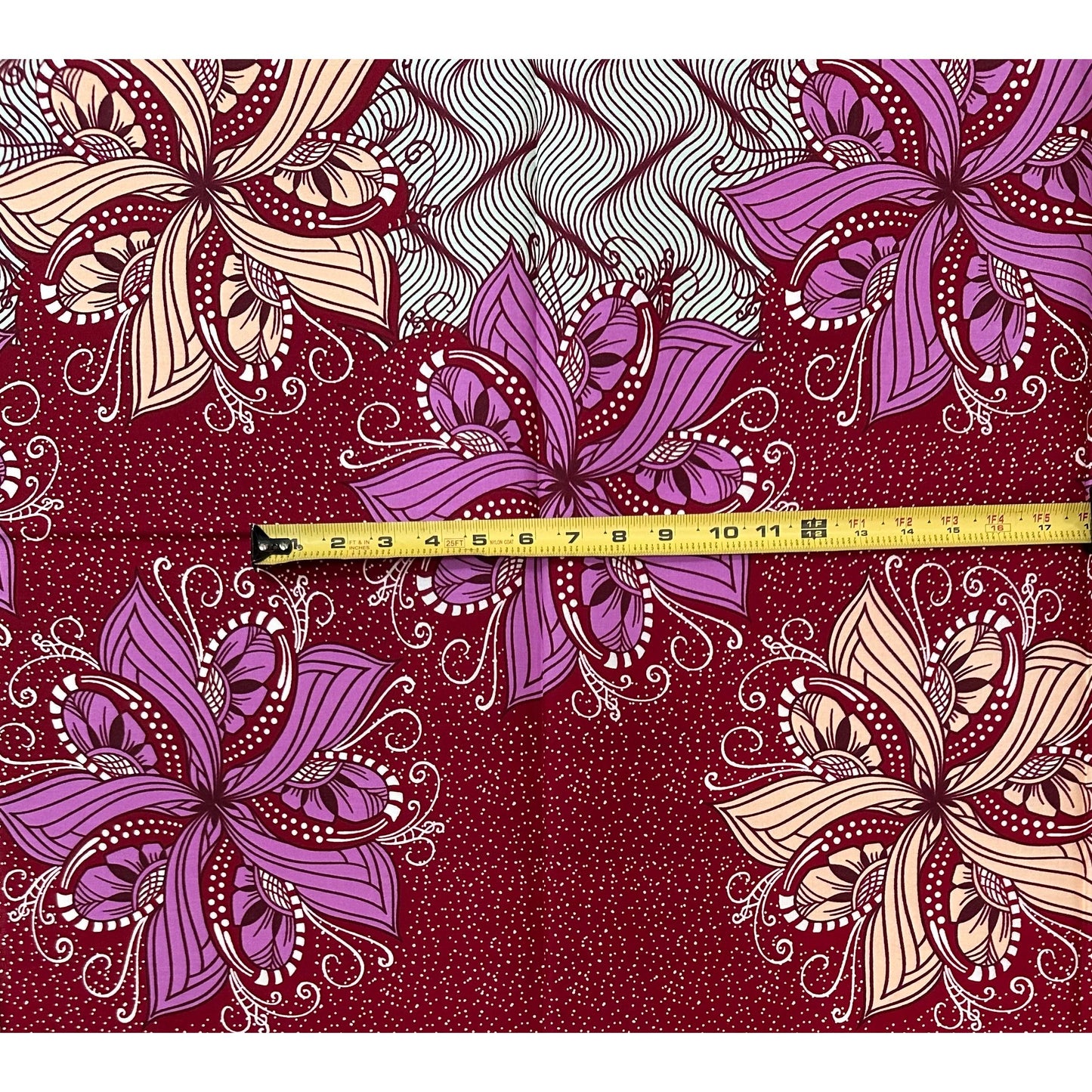 African Print Fabric/Ankara - Purple, Red, Pink, Mint Green 'Soft Drama' Design, 1 YARD