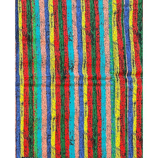 African Print Fabric/ Ankara - Red, Yellow, Blue, Teal, Green, Peach 'Strokes of Genius' Design, YARD or WHOLESALE