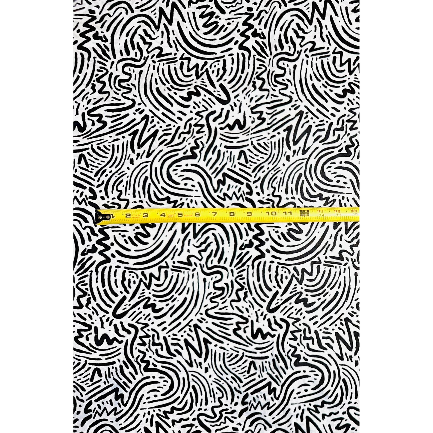 African Print Fabric/ Ankara - Black, White 'Zigii' Design, YARD or WHOLESALE