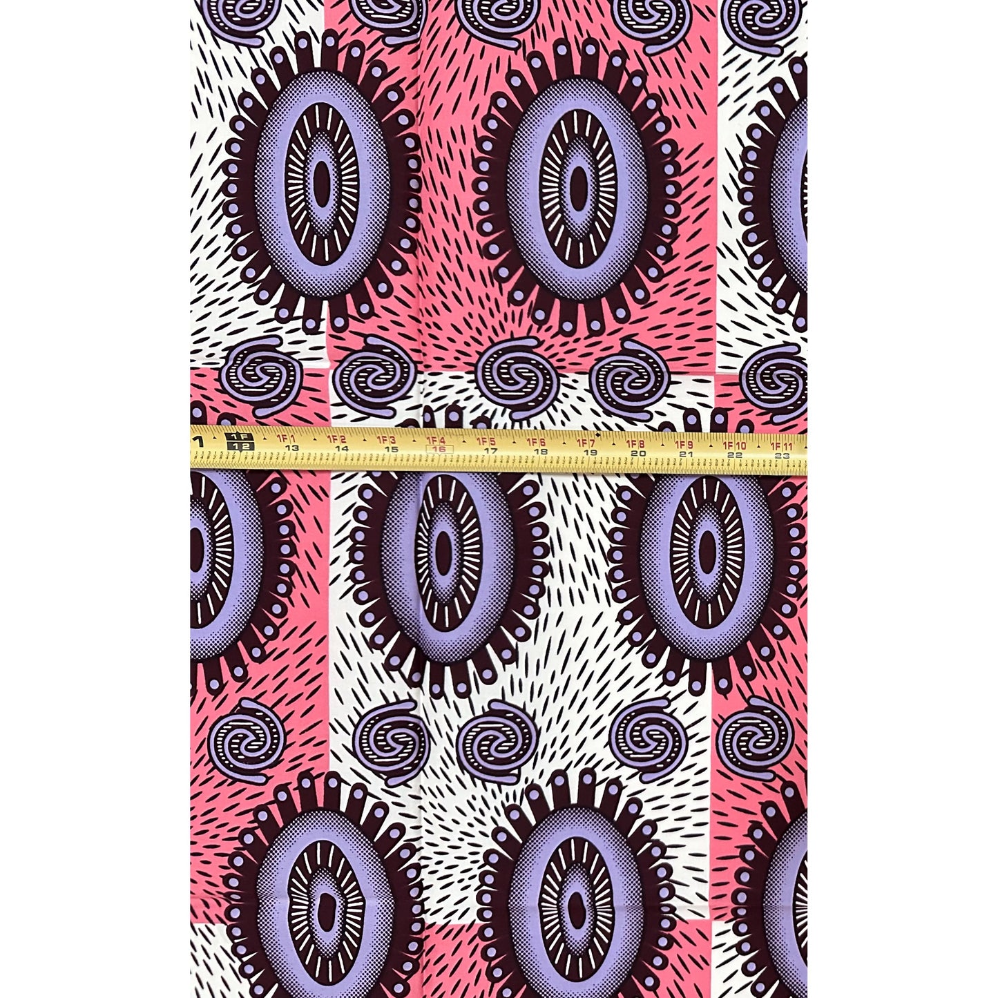 African Print Fabric/ Ankara - Purple, Pink, Brown, Off-White "Soft Spoken", 1 Yard