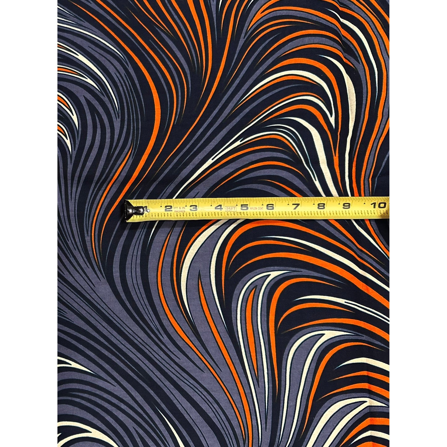 African Print Fabric/ Ankara - Gray, Orange, Beige, Black 'Fire Dance' Design, YARD or WHOLESALE
