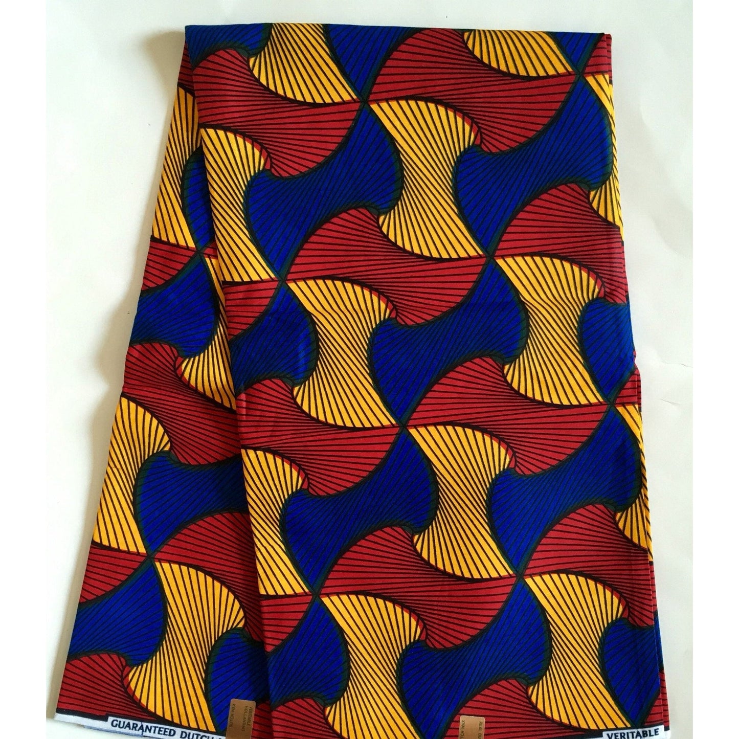 African Print Fabric/ Ankara - Red, Marigold, Blue 'Spinderella', YARD or WHOLESALE