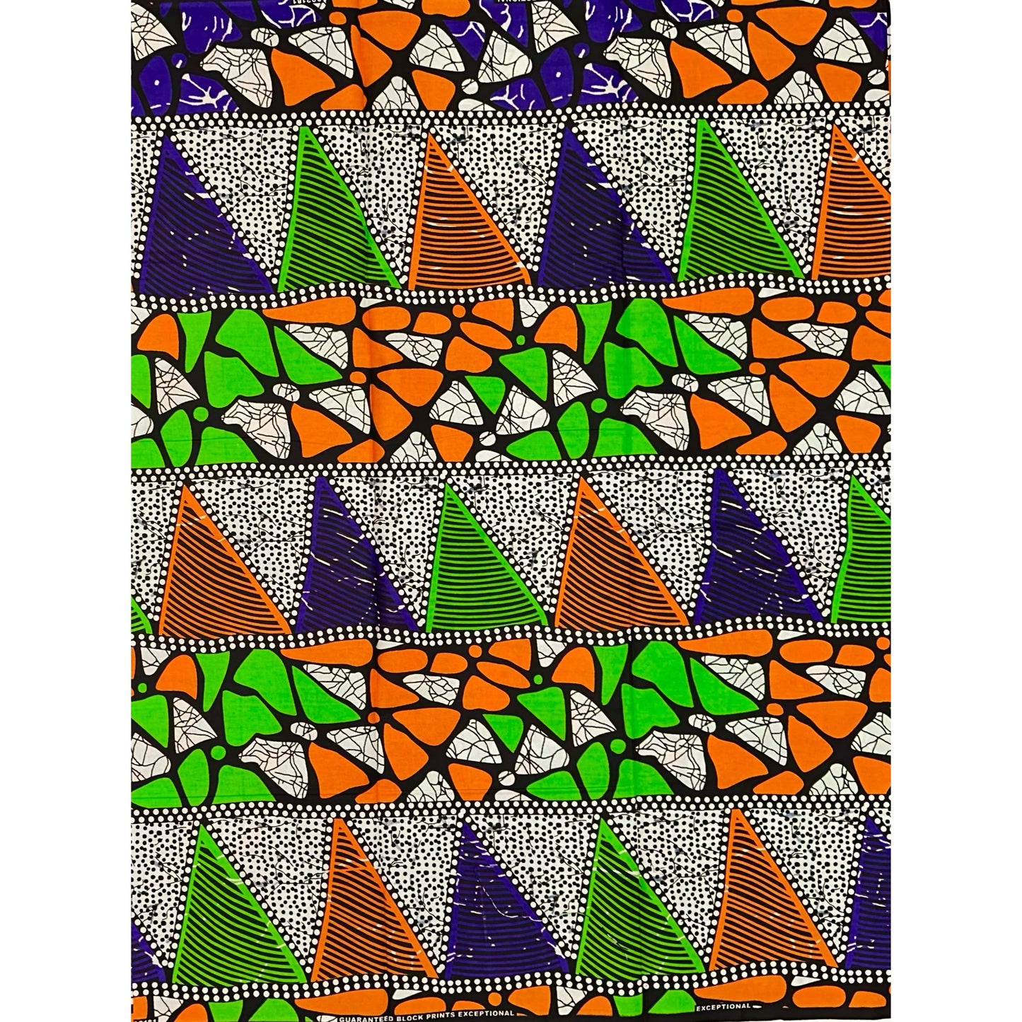 African Print Fabric/ Ankara - Orange, Purple, Green 'Aso Eyo’ YARD or WHOLE
