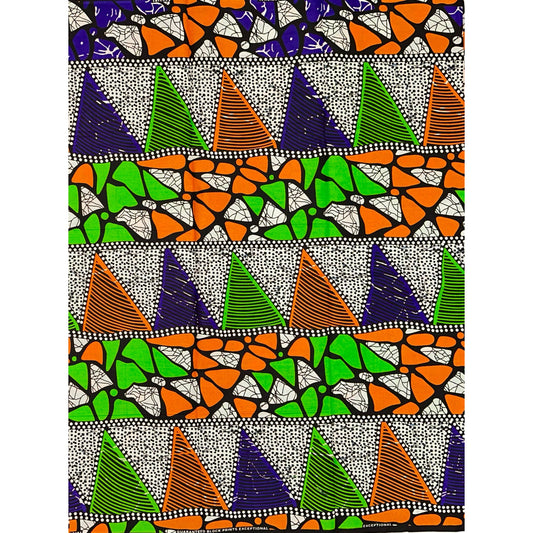 African Print Fabric/ Ankara - Orange, Purple, Green 'Aso Eyo’ YARD or WHOLE