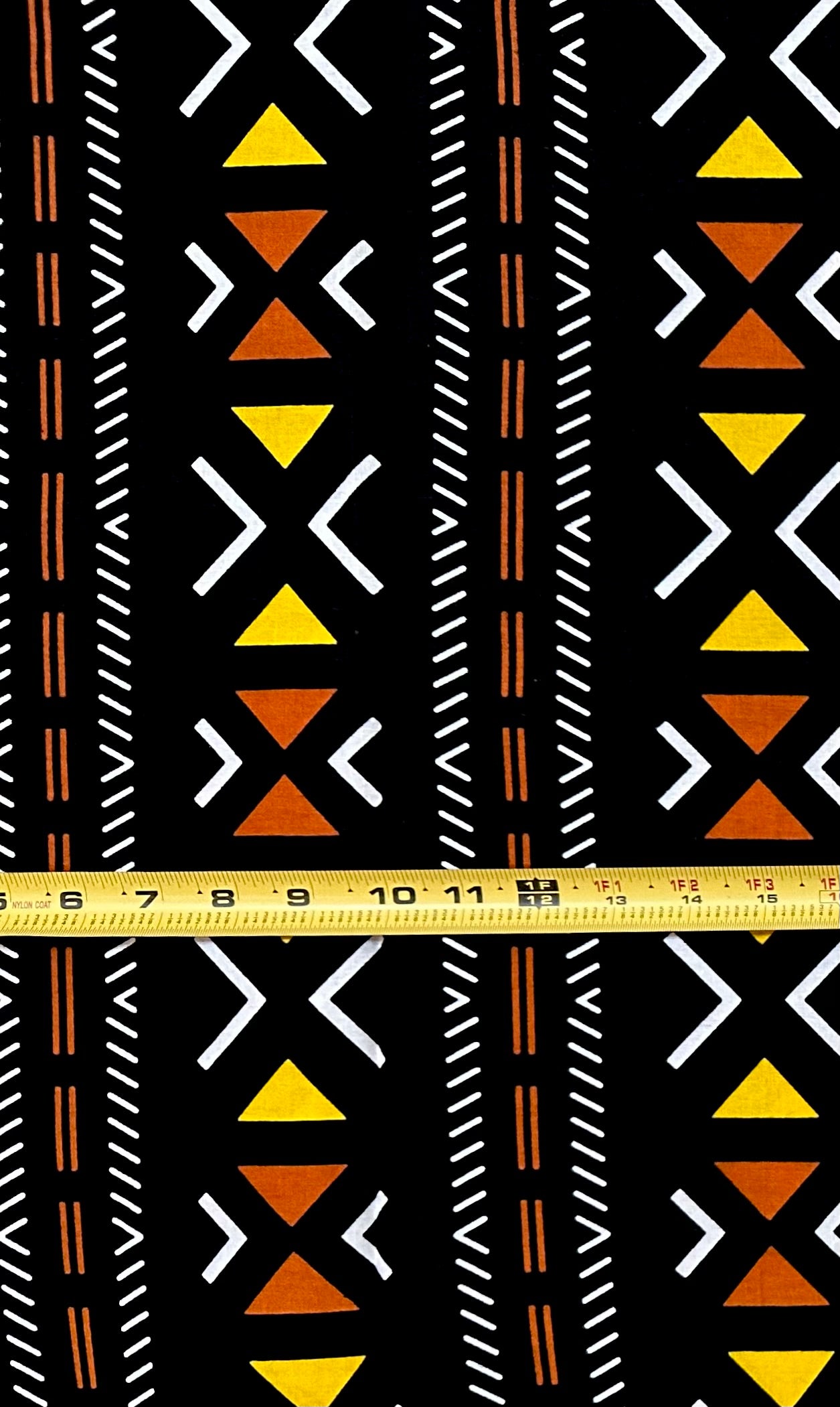 African Print Fabric/ Ankara - Black, White, Brown, Yellow 'Cross the Line' Design, YARD or WHOLESALE