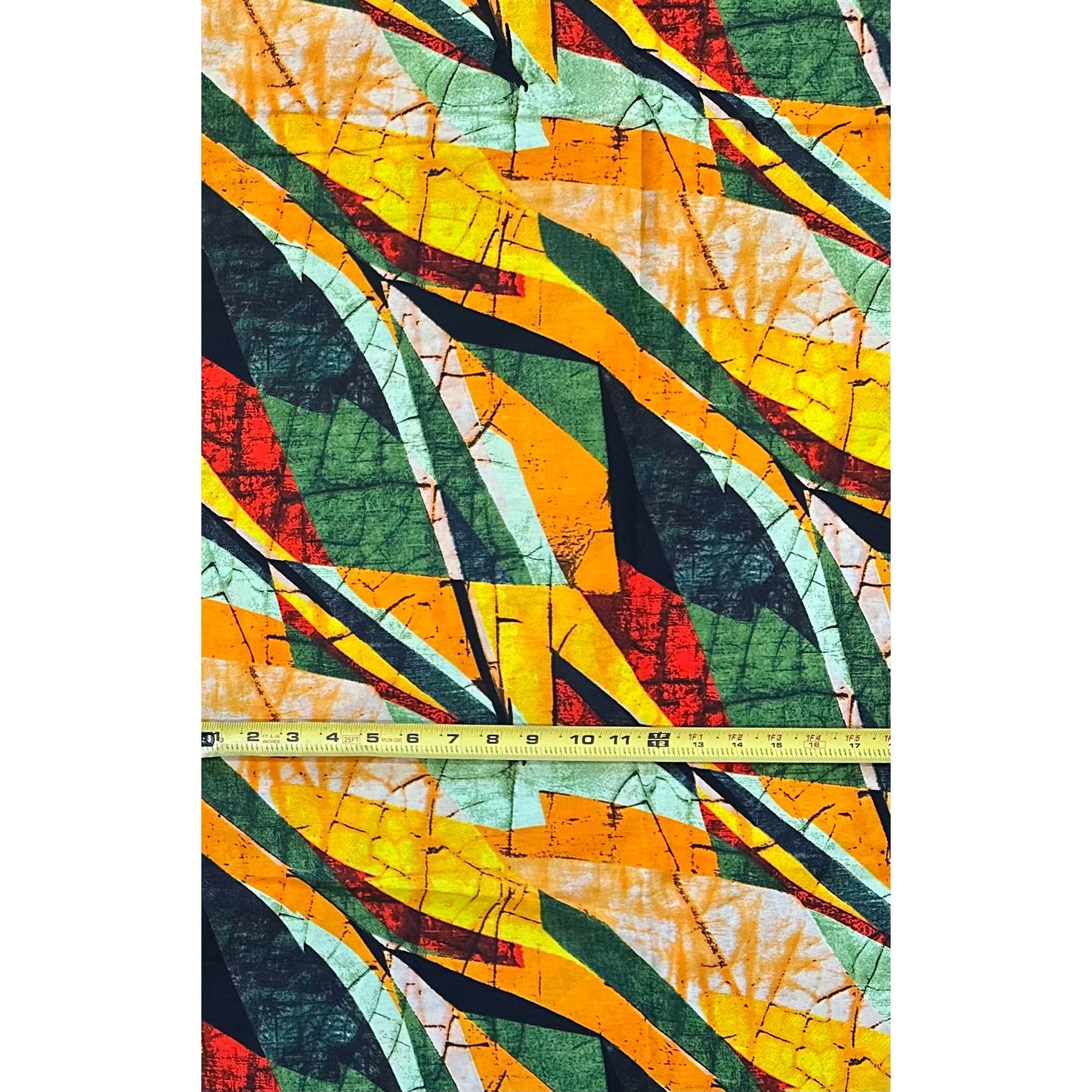 African Print Fabric/ Ankara - Marigold, Orange, Green, Red 'Lyrical' Design, YARD or WHOLESALE